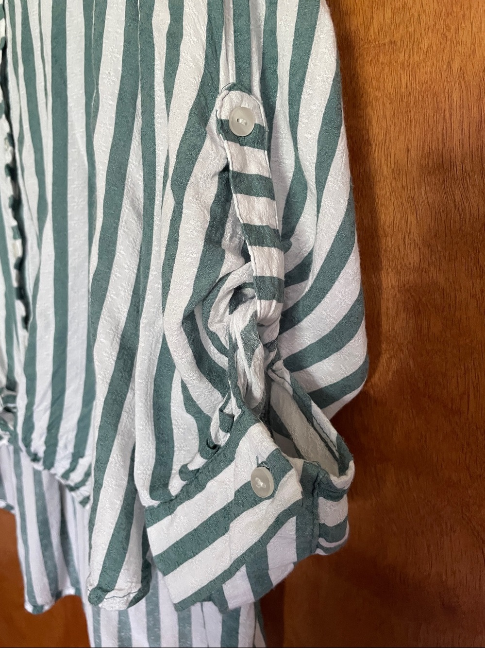 Jane + Delancey Striped Women's Top - Green & White  Size 1X - Picture 4 of 5